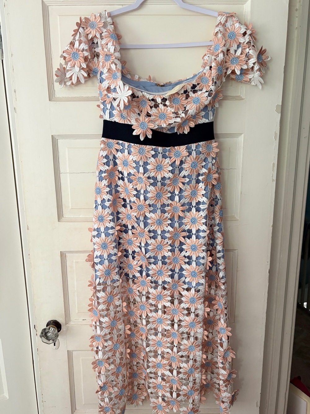 Self Portrait NWT sz 4 Off-Shoulder Floral Appliqué Maxi Dress - Picture 2 of 7